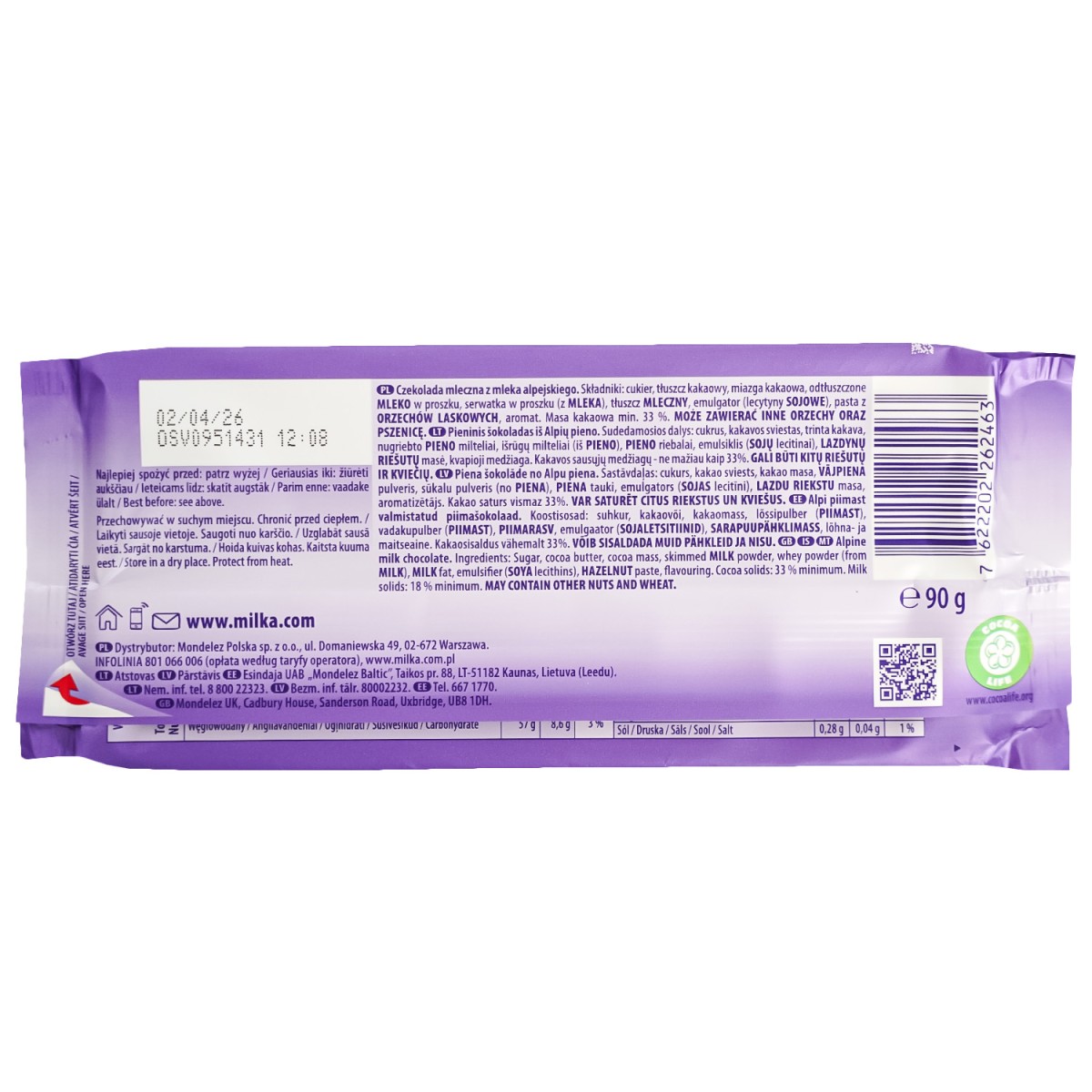 Czekolada mleczna Milka 90g